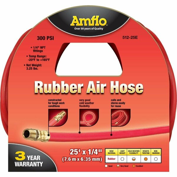 Amflo 1/4 In. x 25 Ft. Rubber Air Hose 512-25E